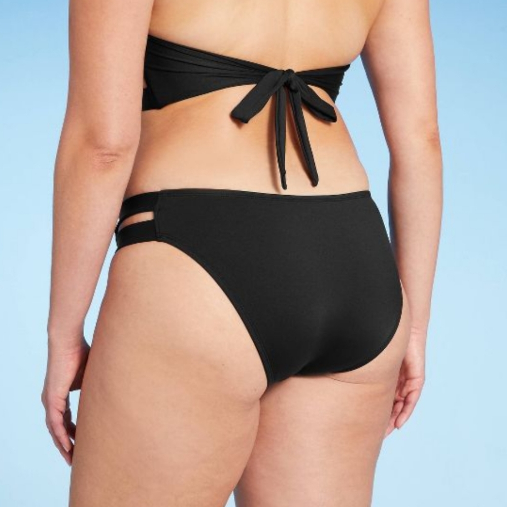 Women's Double Tab Medium Coverage Hipster Bikini Bottom - Kona Sol - Picture 3 of 7